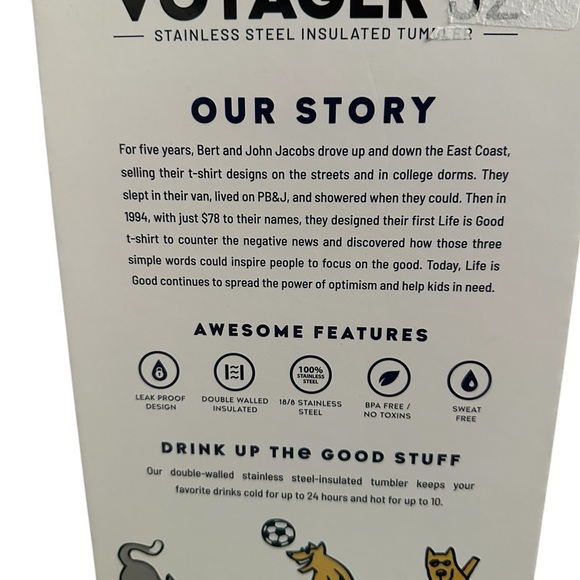 NIB Life is Good 32oz Voyager Tumbler Light Blue w/straw & Cleaning Brush - Picture 4 of 6